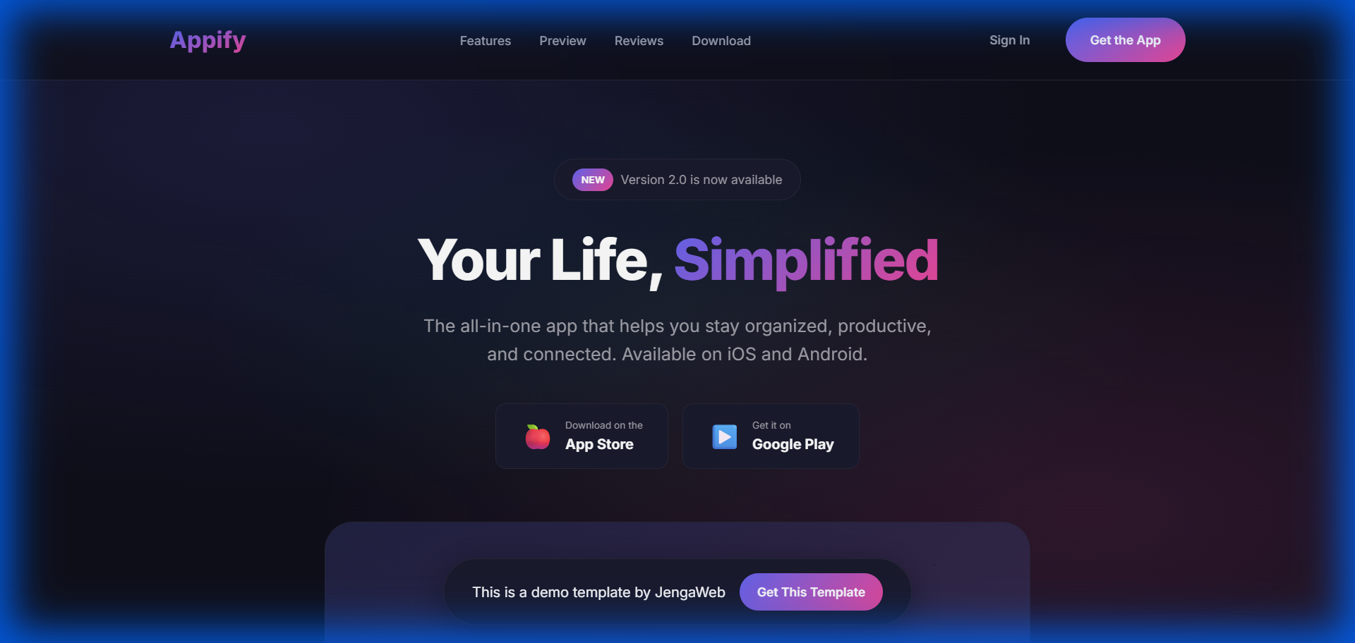 App Landing Template Preview